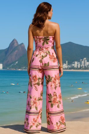 Macacão Tomara que caia Pantalona Ajustavel nas Costas Estampado – Delicadeza e Fluidez